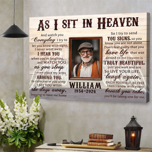 As I Sit in Heaven - Memorial Photo Canvas Poster Personalized Sympathy Gift In Loving Memory Wall Art