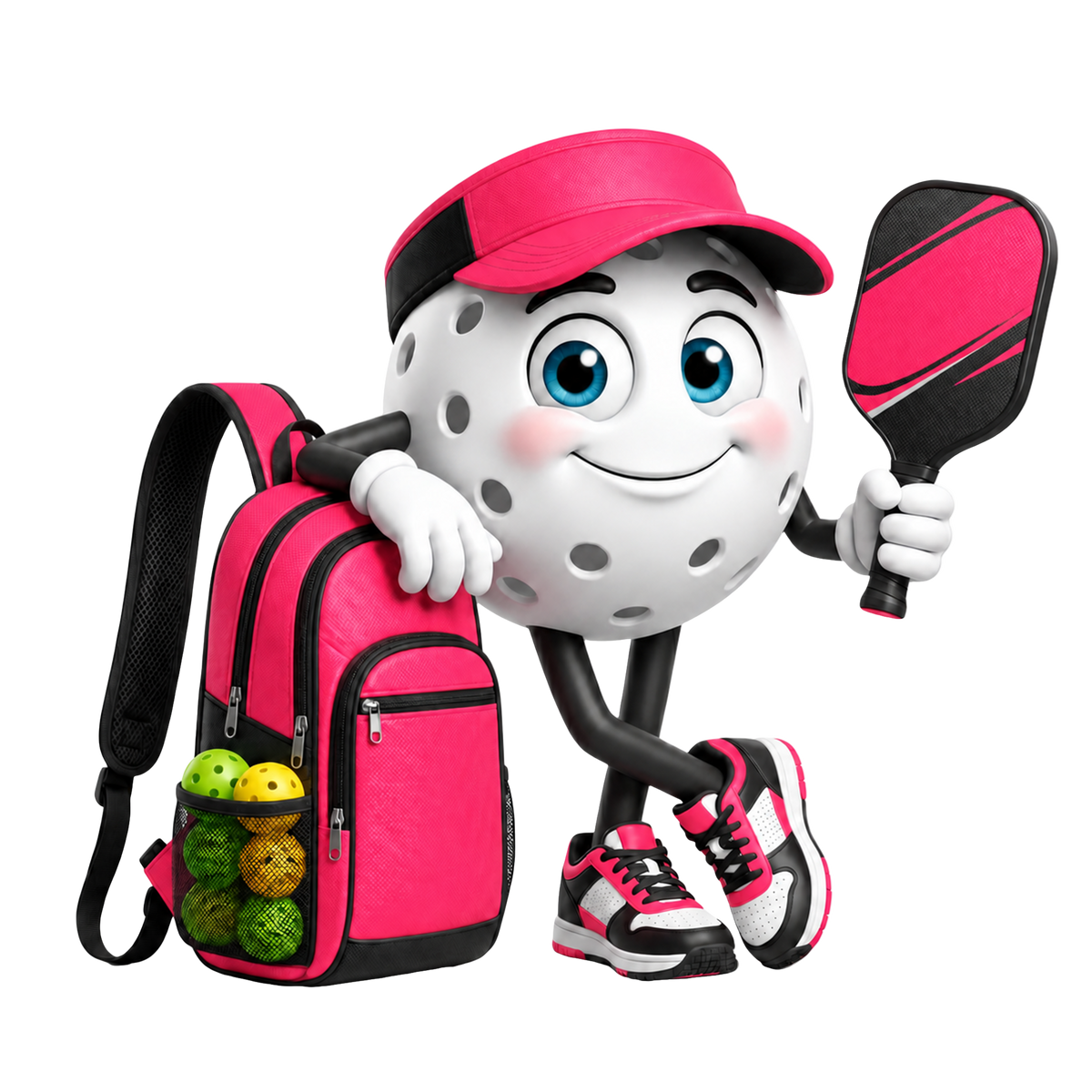 Cute Pickleball Player - Personalized Pickleball Mascot Keychain Gift for Male & Female Pickleball Enthusiast