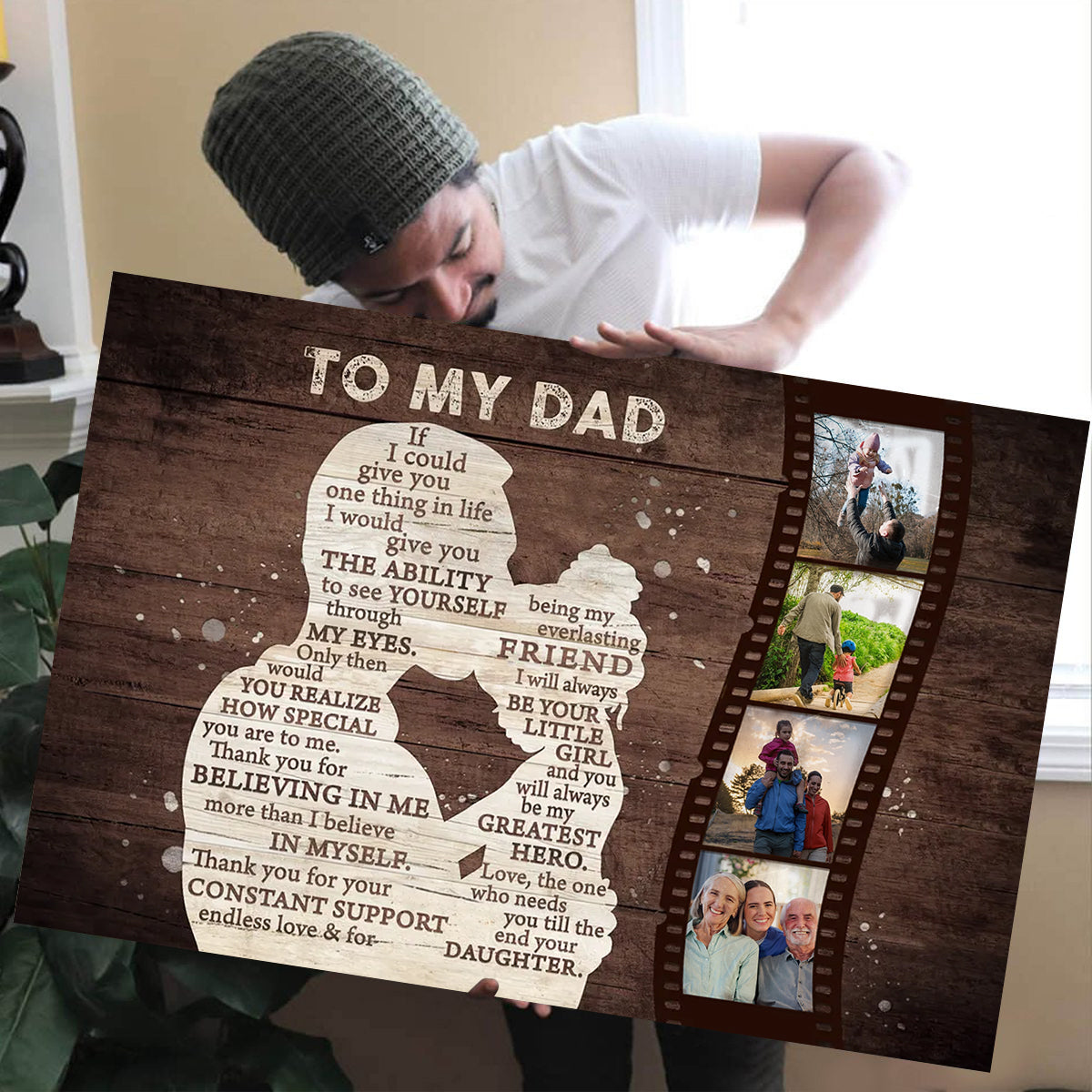 To My Dad Personalized Photo Gift To Father From Daughter Personalized Canvas Poster