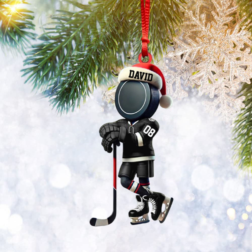 Personalized Name Cool Ice Hockey Ornament