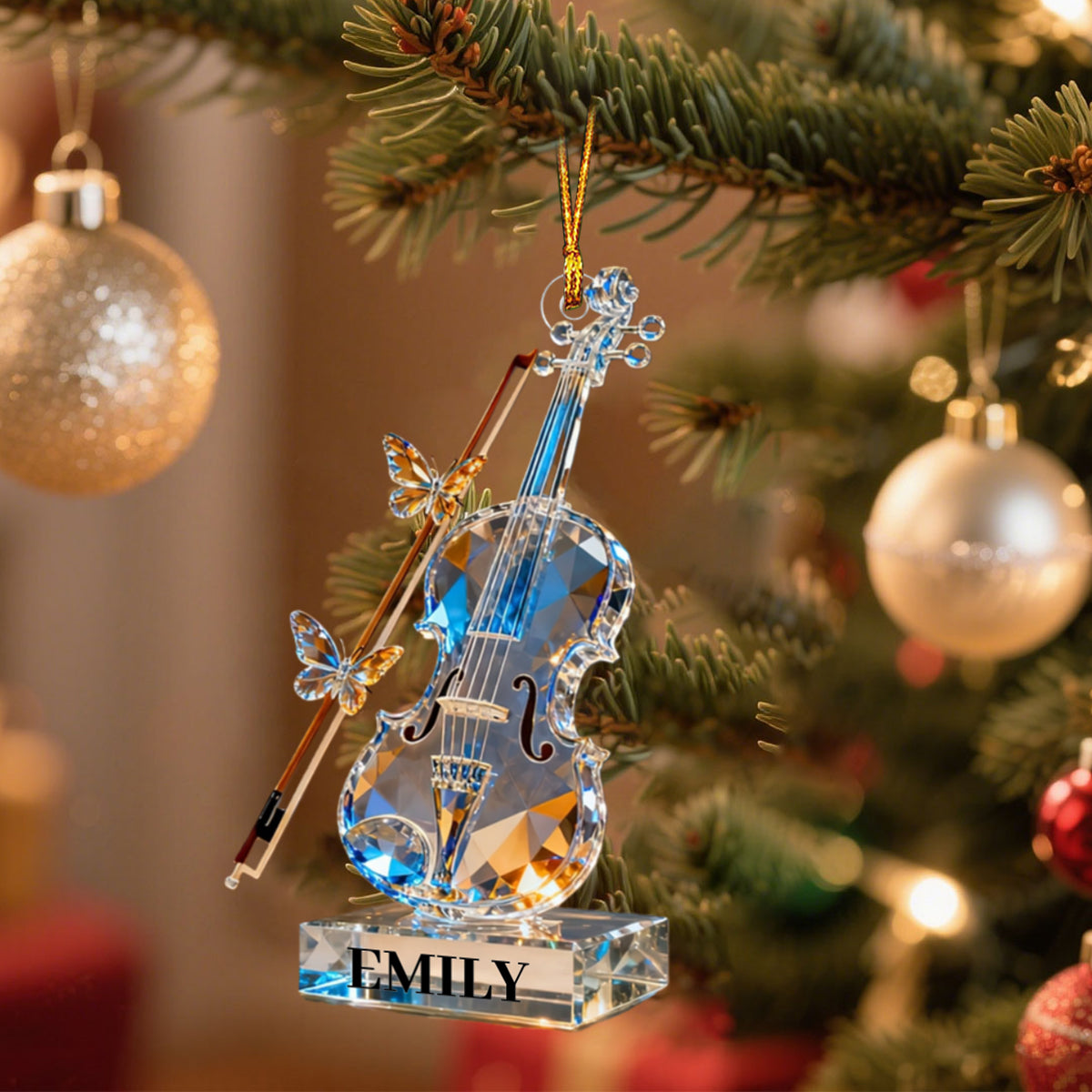 Personalized Violin Music Crystal Effect Ornament,Gift for Violinist