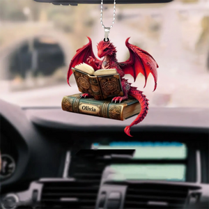 Multicolor Dragon Reading Book Personalized Ornament