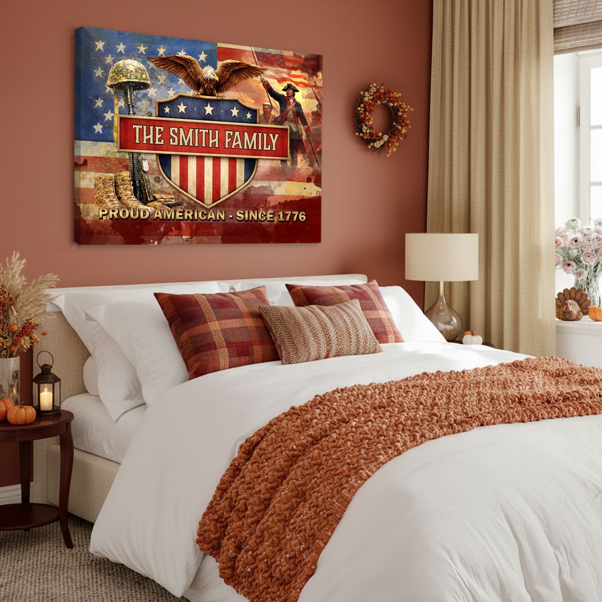 Personalized Proud American Family Name Canvas Poster Wall Art