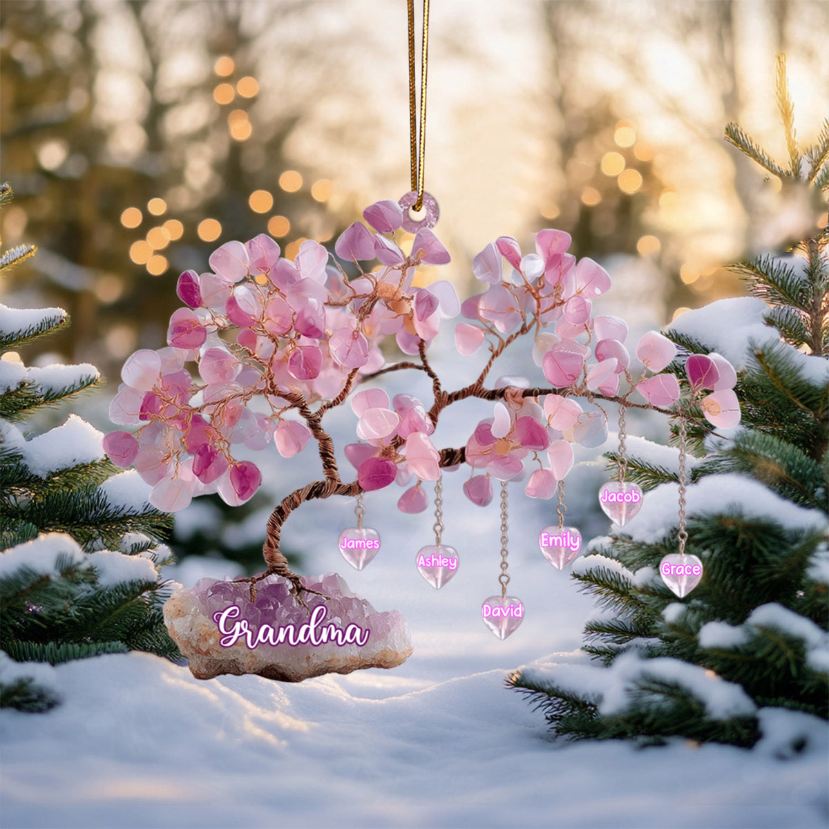 Christmas Gift For Mom/Grandma - Personalized Custom Tree Shaped Acrylic Ornament