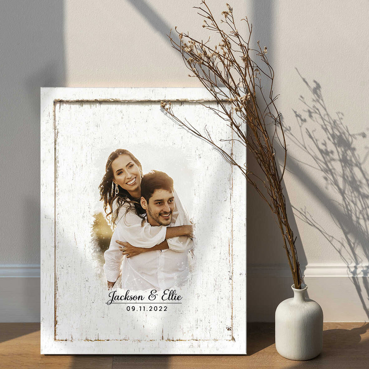 Personalized Wedding Guest Book Canvas Poster, Watercolor Portrait From Photo, Custom Painting Portrait
