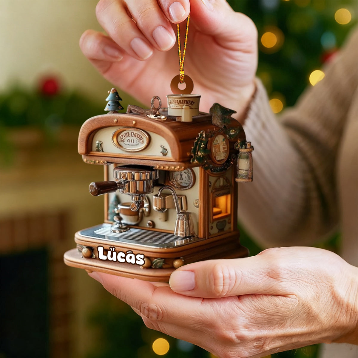 Vintage Coffee Maker Acrylic Ornament, Coffee Shop Decor, Barista Gift, Latte Lover Coffee Ornament