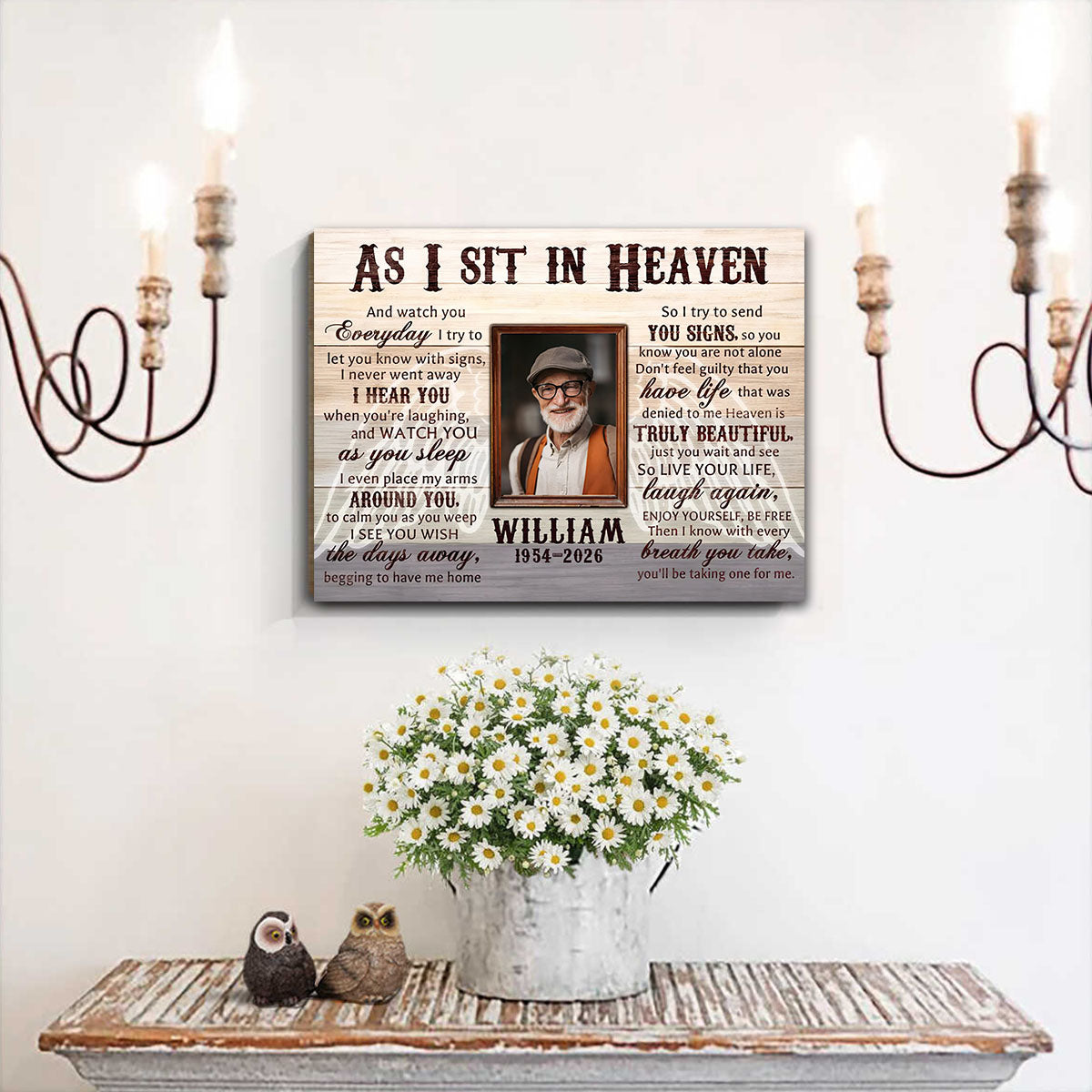 As I Sit in Heaven - Memorial Photo Canvas Poster Personalized Sympathy Gift In Loving Memory Wall Art