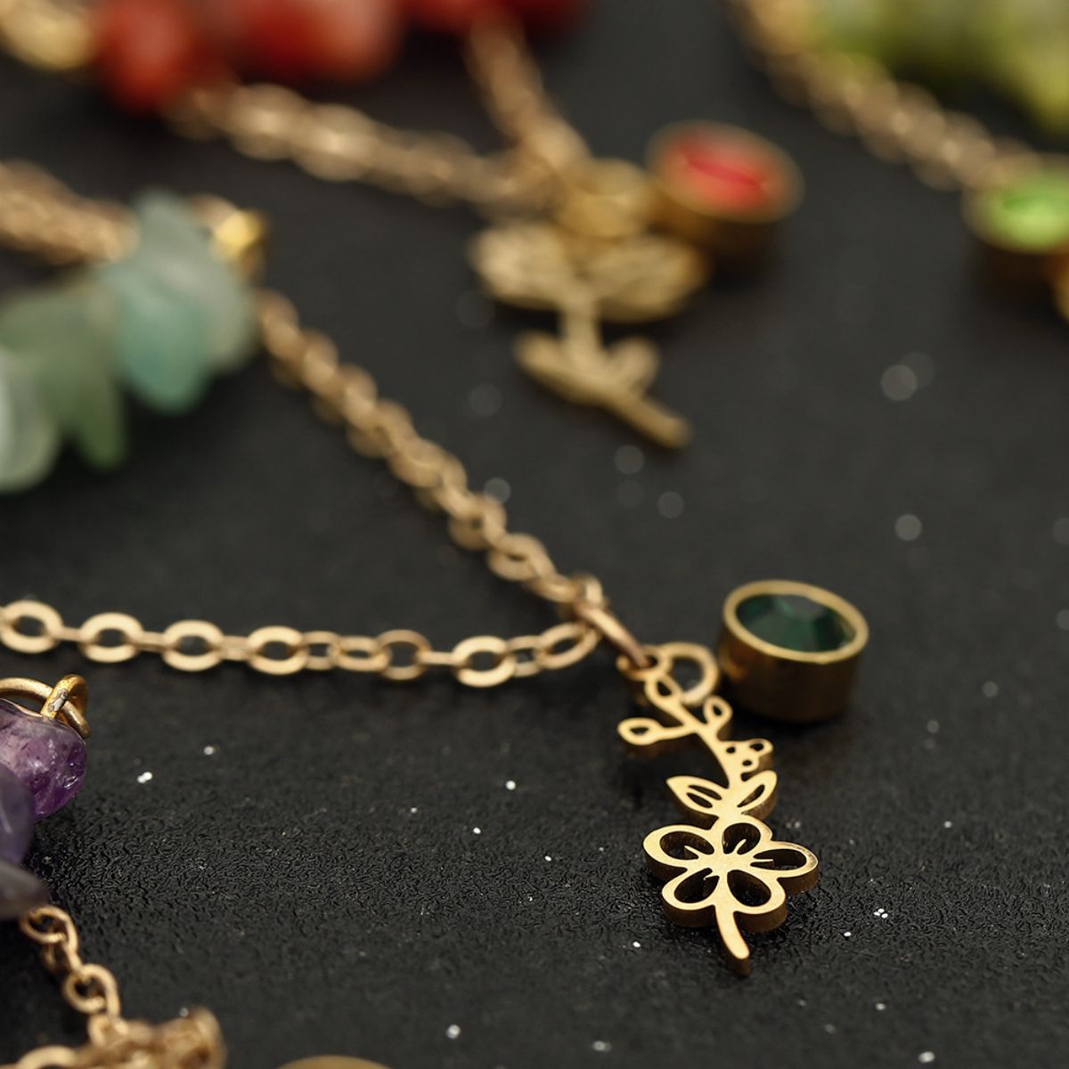 Birthstone Flower Necklaces Dainty Chain Necklace 12 Birth Month Crystal Necklace for Women