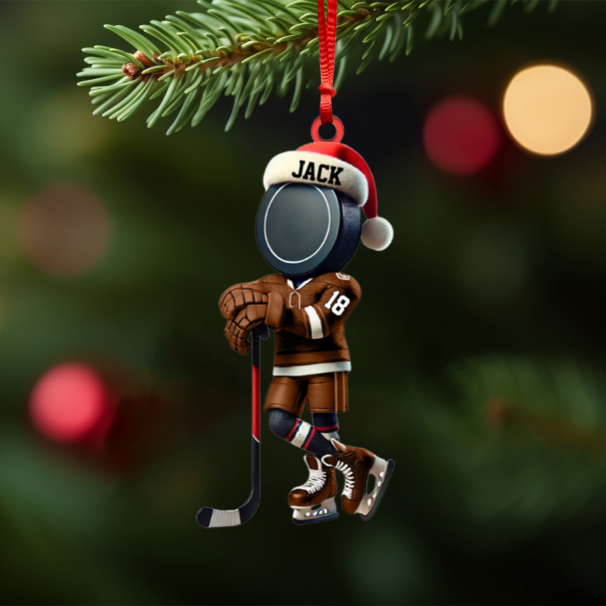 Personalized Name Cool Ice Hockey Ornament