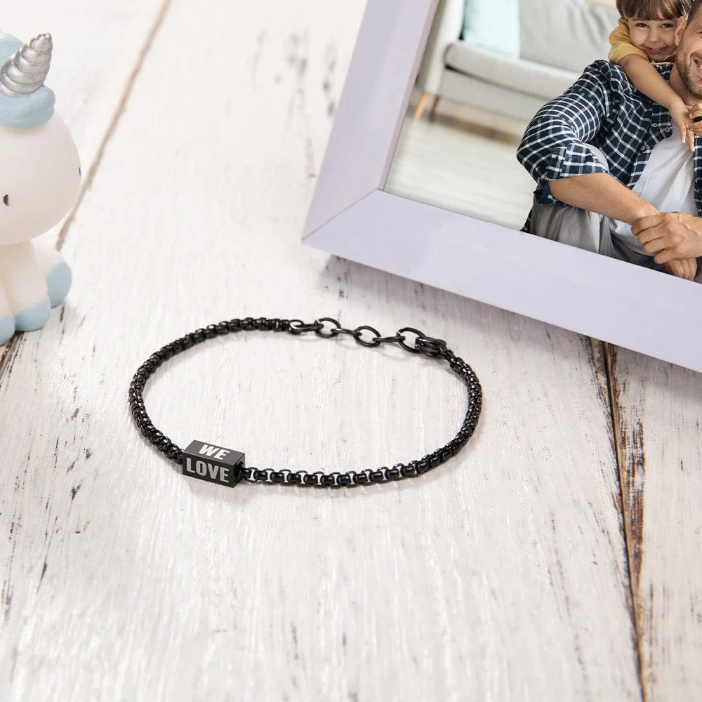 Custom Dad Bracelet With Kids Name, Family Name Bracelet