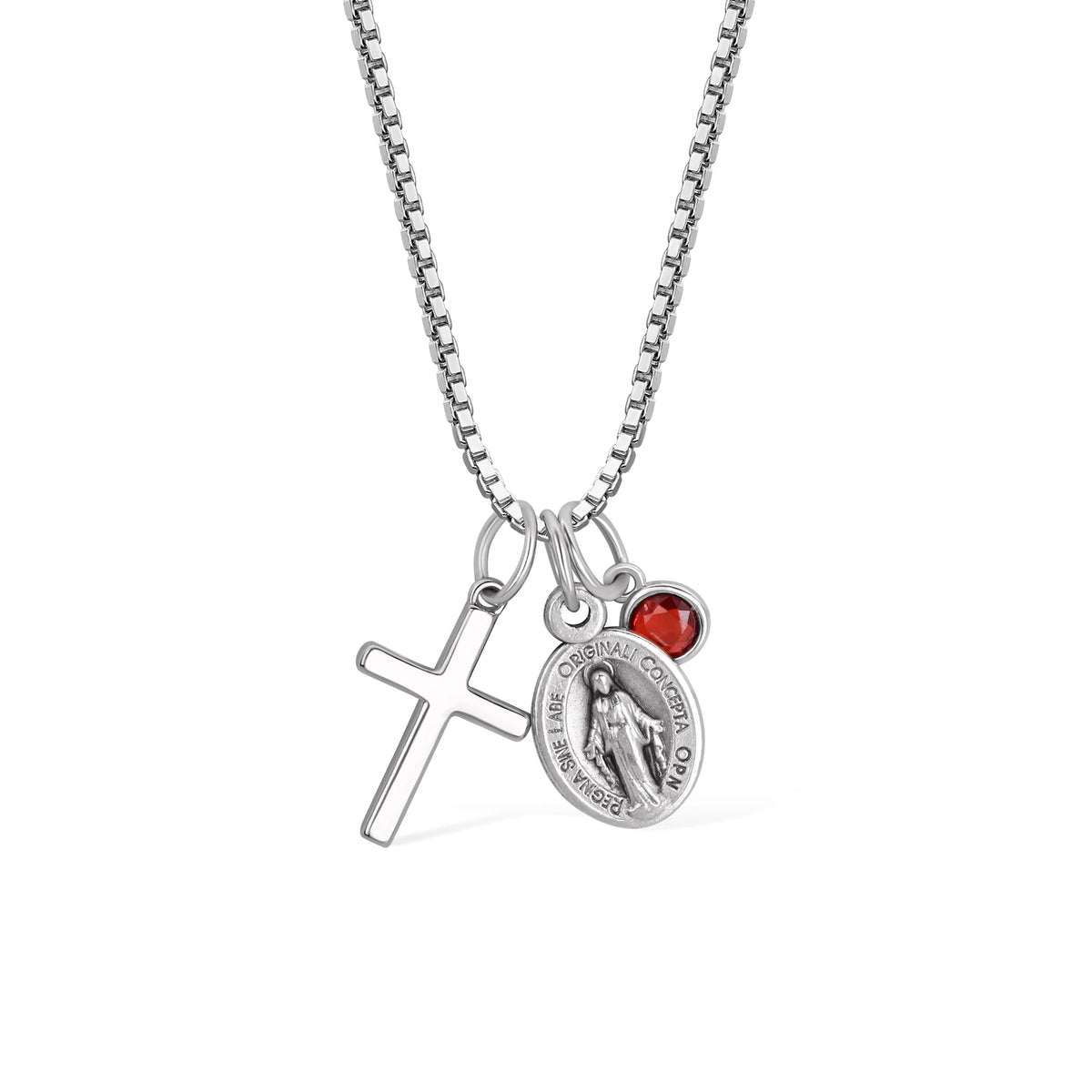 Personalized Cross Necklace with Birthstone, Dainty Religious Jewelry