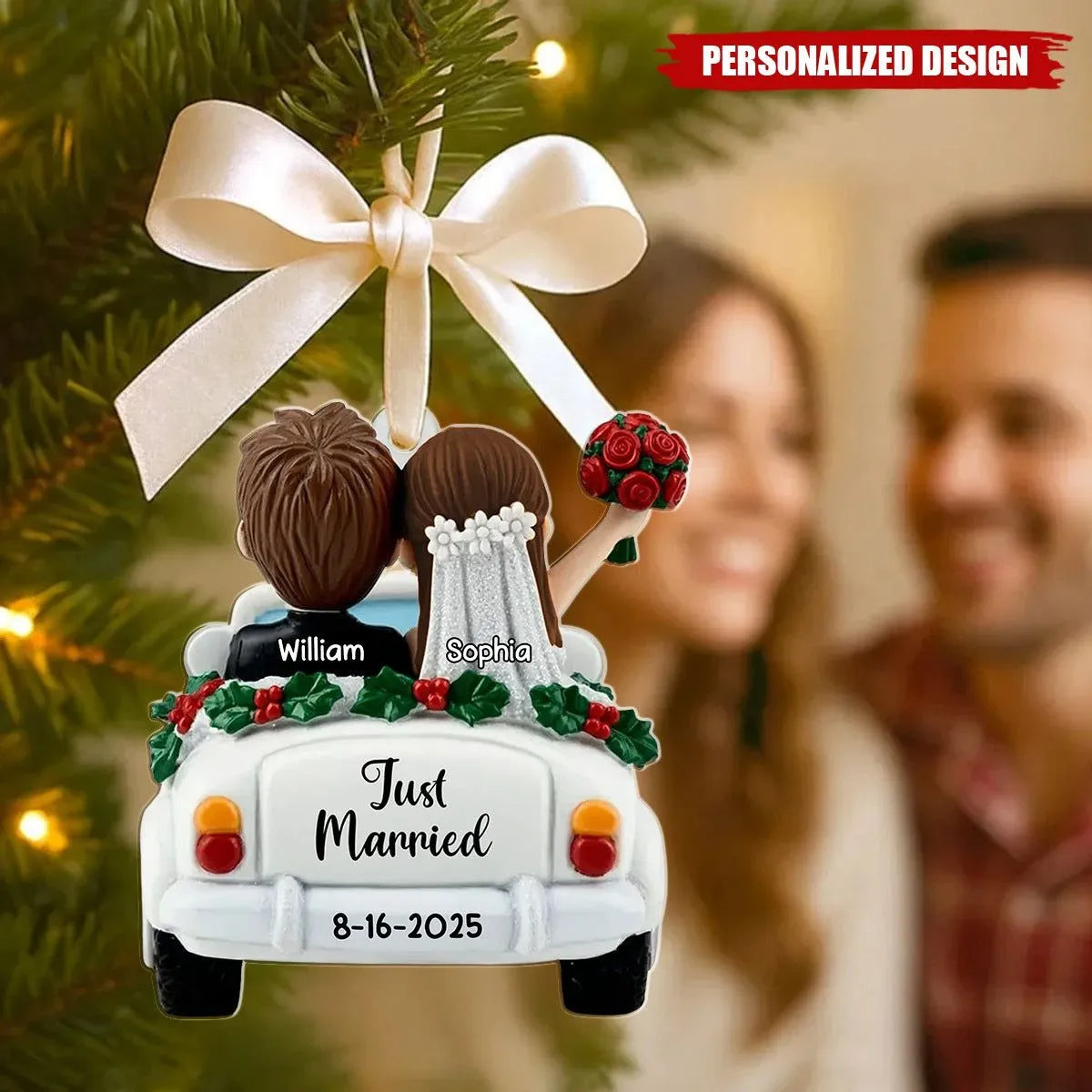 Just Married - Personalized couple Acrylic Ornament