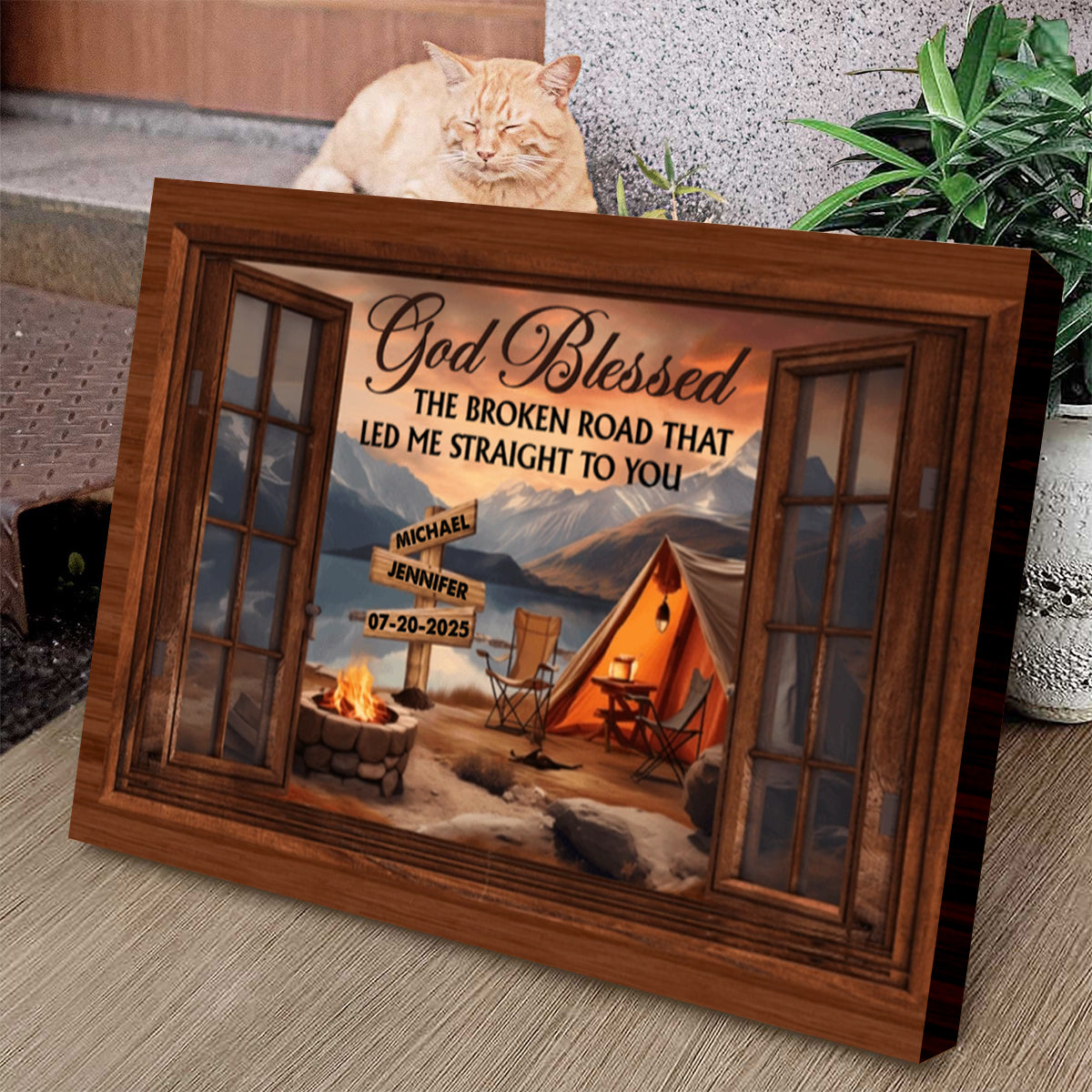 Personalized Camping Couple Gift God Blessed The Broken Road Canvas Poster