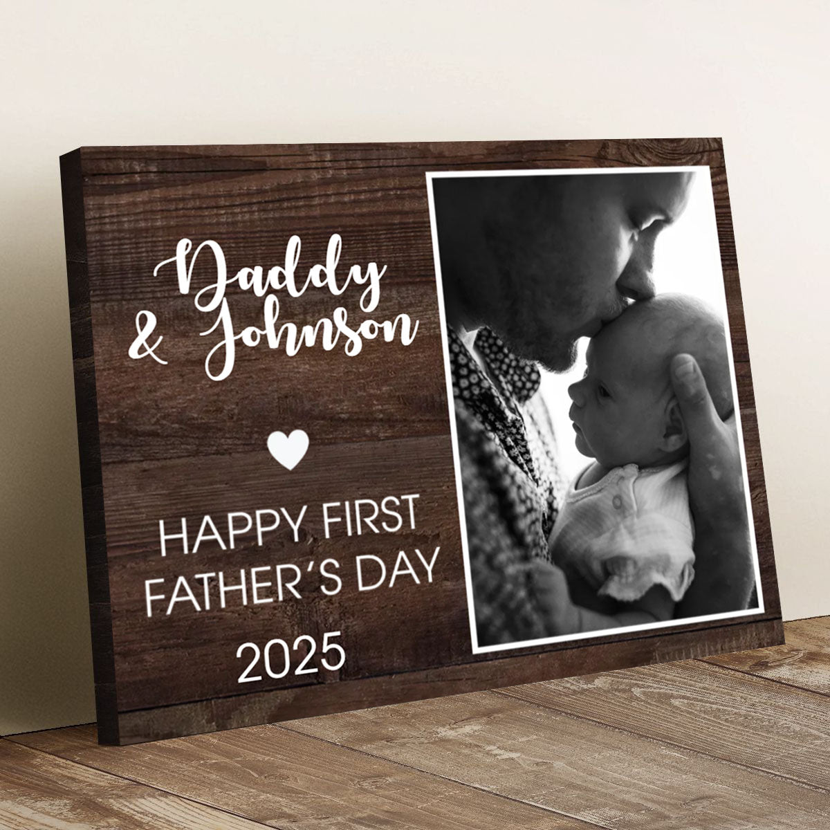 Personalized First Father’s Day Canvas Poster, Custom Photo Gift, New Dad Gifts