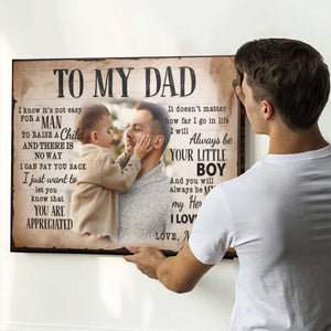 Personalized To My Dad Canvas Poster, Custom Photo And Name,Father's Day Gift For Dad