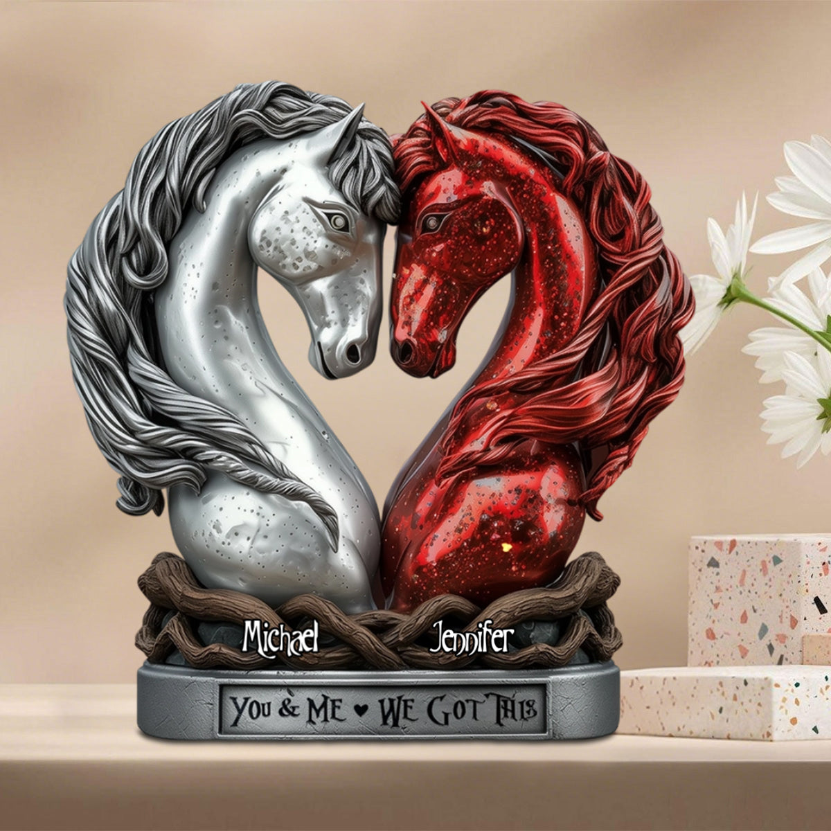 You & Me - Personalized Horse Shaped Acrylic Plaque