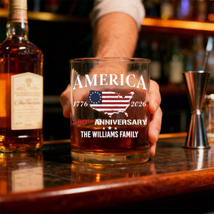 Personalized Family Name America 250th Anniversary Whiskey Glass
