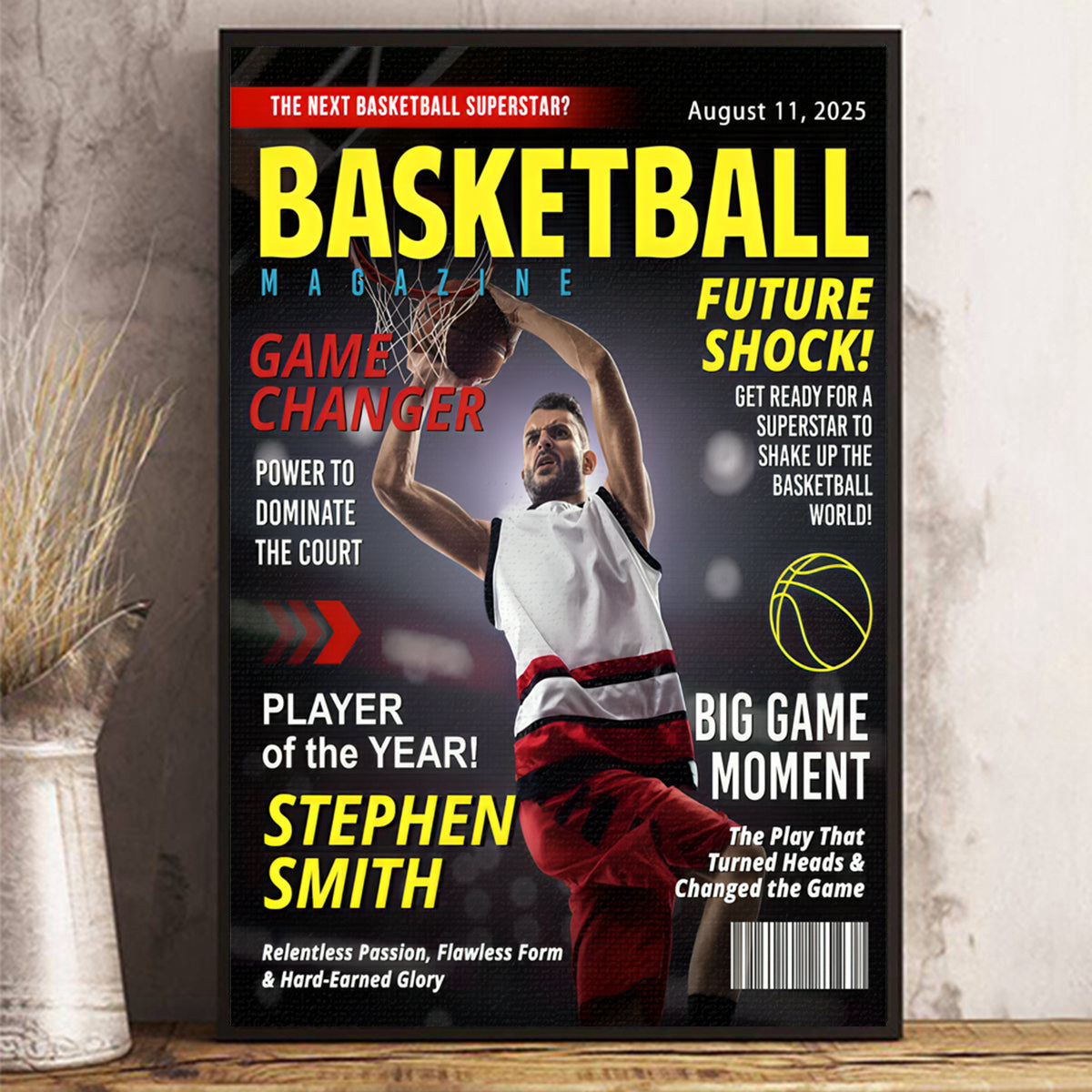 Custom Basketball Magazine Cover, Gift For Basketball Player, Graduation Gift For Basketball Player, Personalized Basketball Gifts