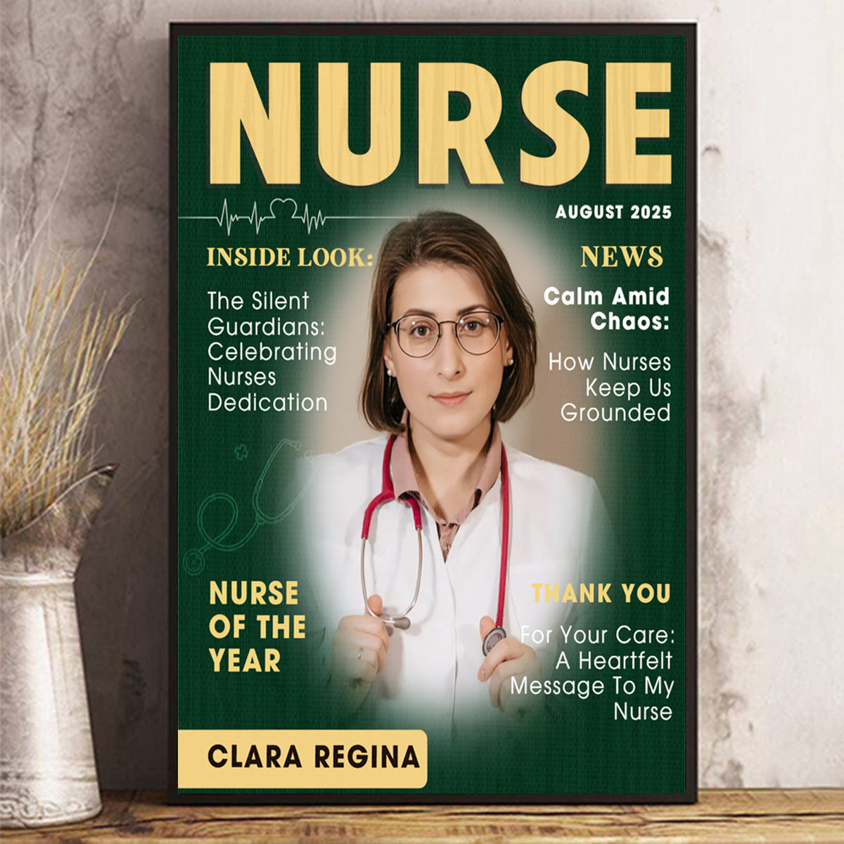 Personalized Nurse Magazine Cover Canvas, Nurse Appreciation Gifts, Nurses Week Gifts, RN Retirement Gifts