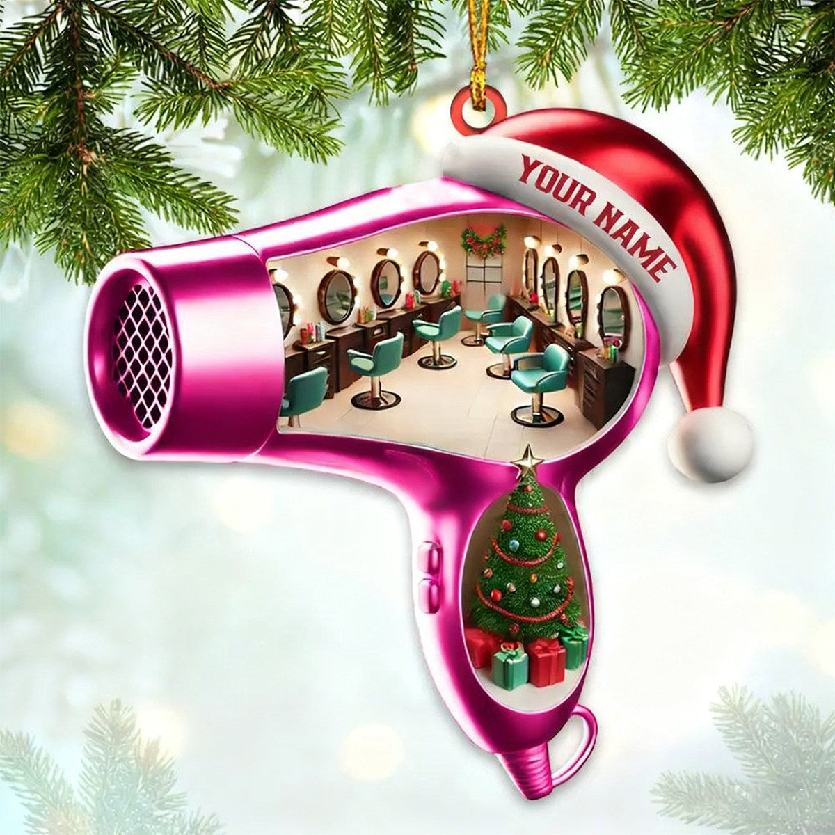 Personalized Custom Name Hairdresser Ornament, Hair Salon Christmas Decoration