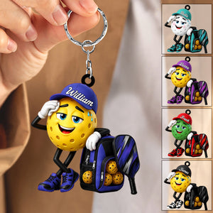 Personalized Cute Sweaty Male & Female Pickleball Ball Keychain