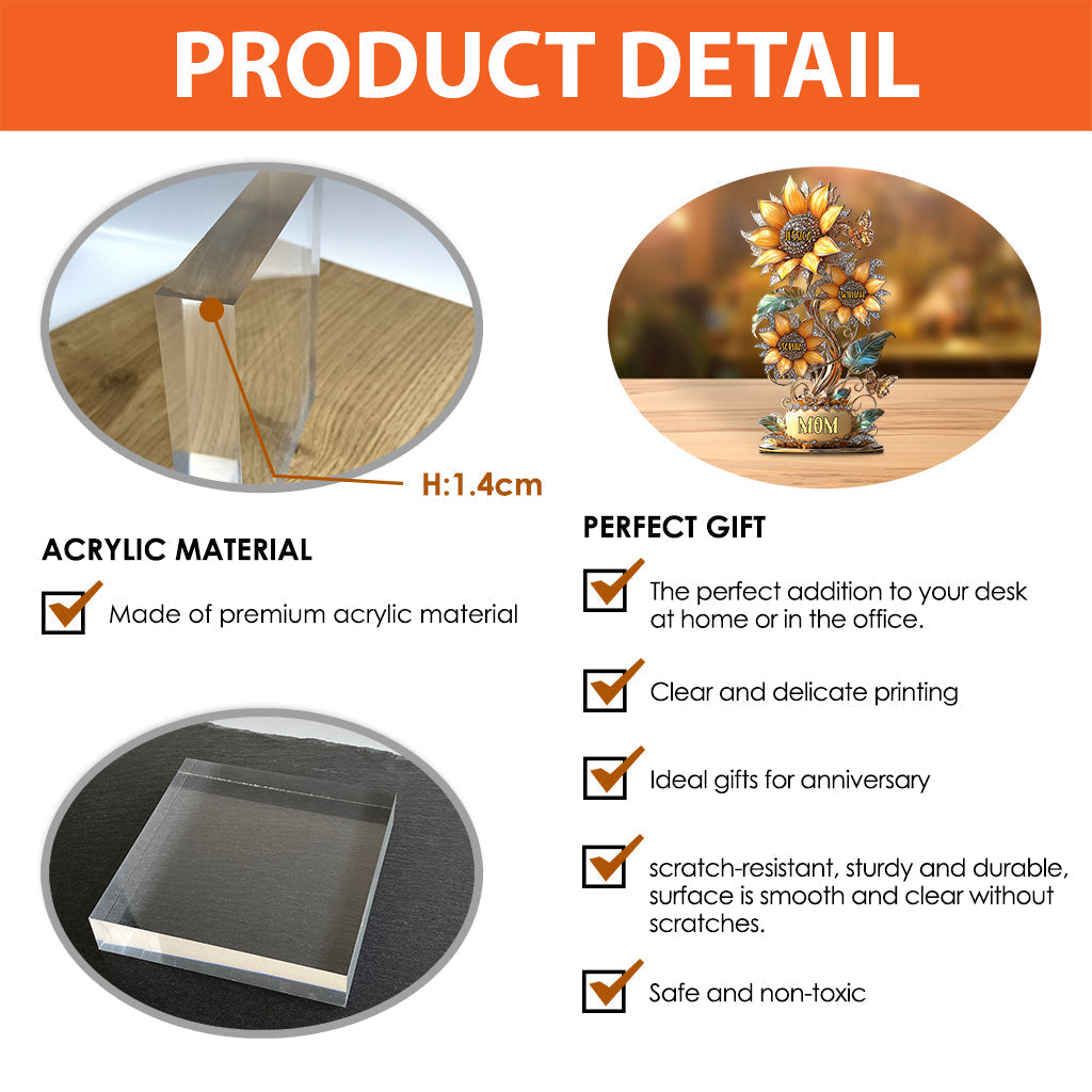 My Sunflower Garden - Personalized Acrylic Plaque Gift For Mom, Grandma