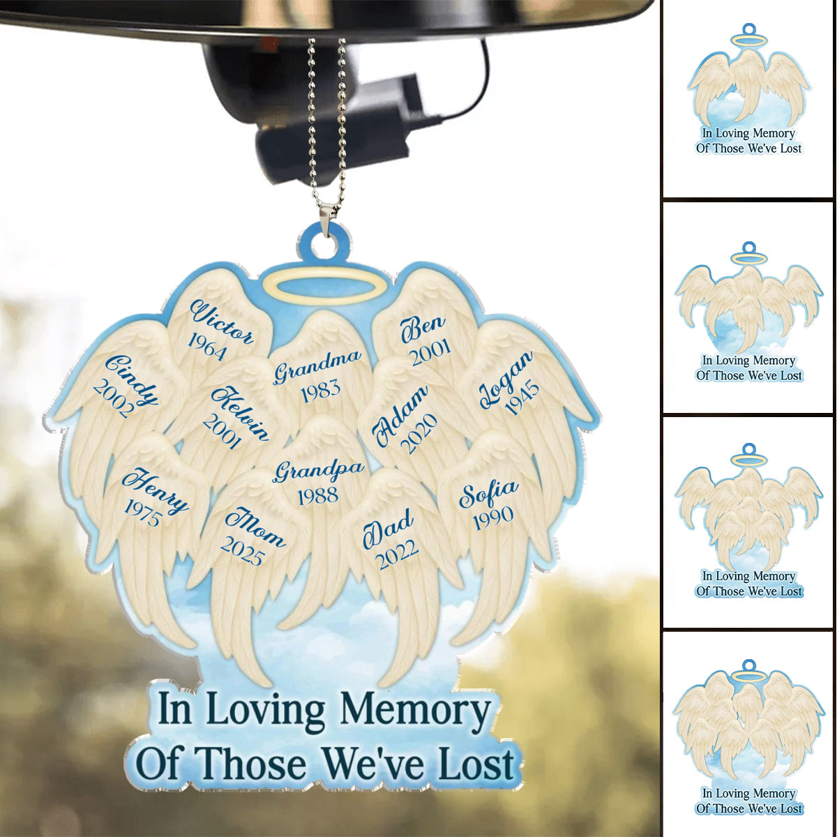 In Loving Memory Of Those We've Lost - Personalized Angel Wings Acrylic Ornament, Gift For Family And Relatives