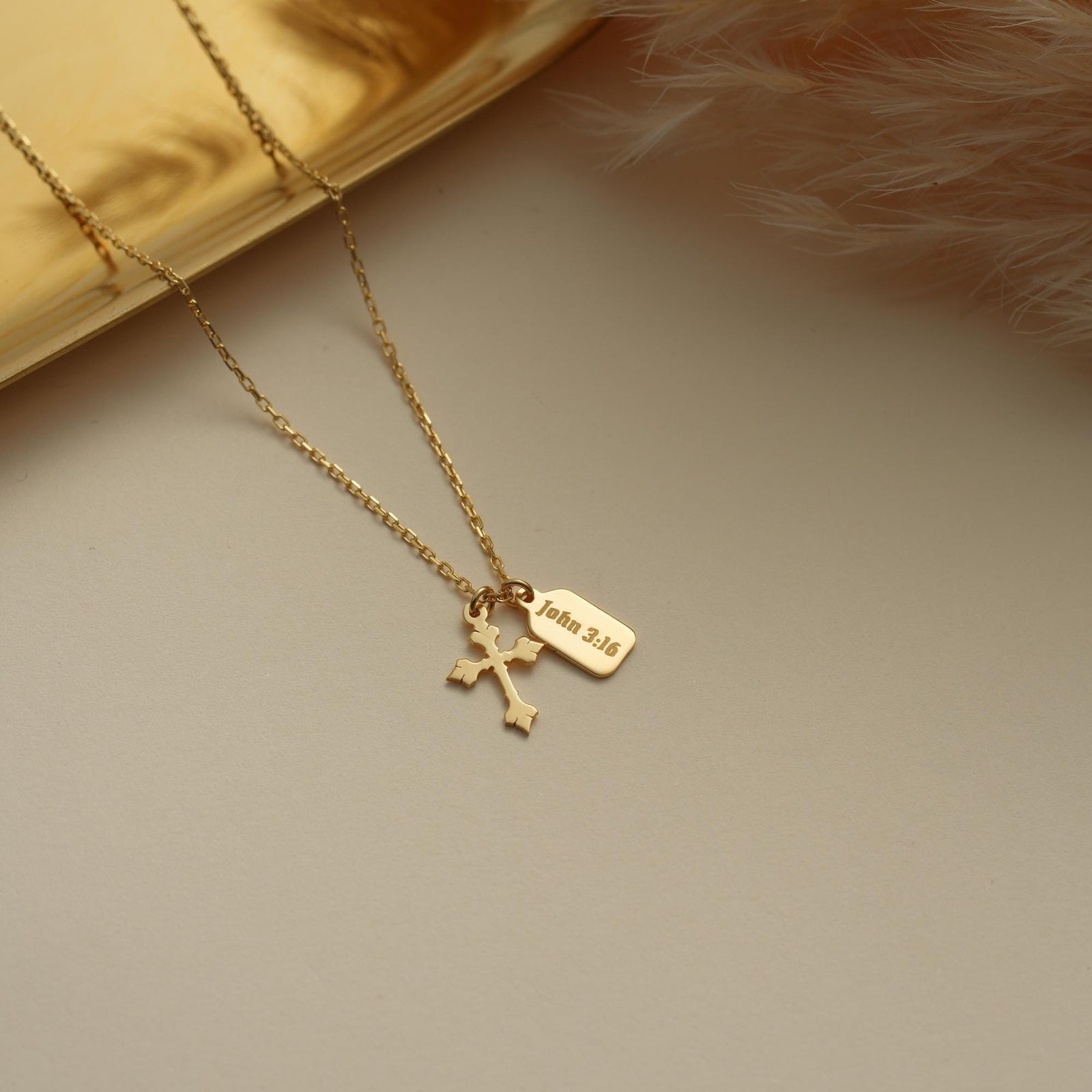 Tiny Cross Tag Name Necklace Dainty Gifts for Her Baptism Gifts Personalized Minimalist Jewelry Christian Gift Ideas