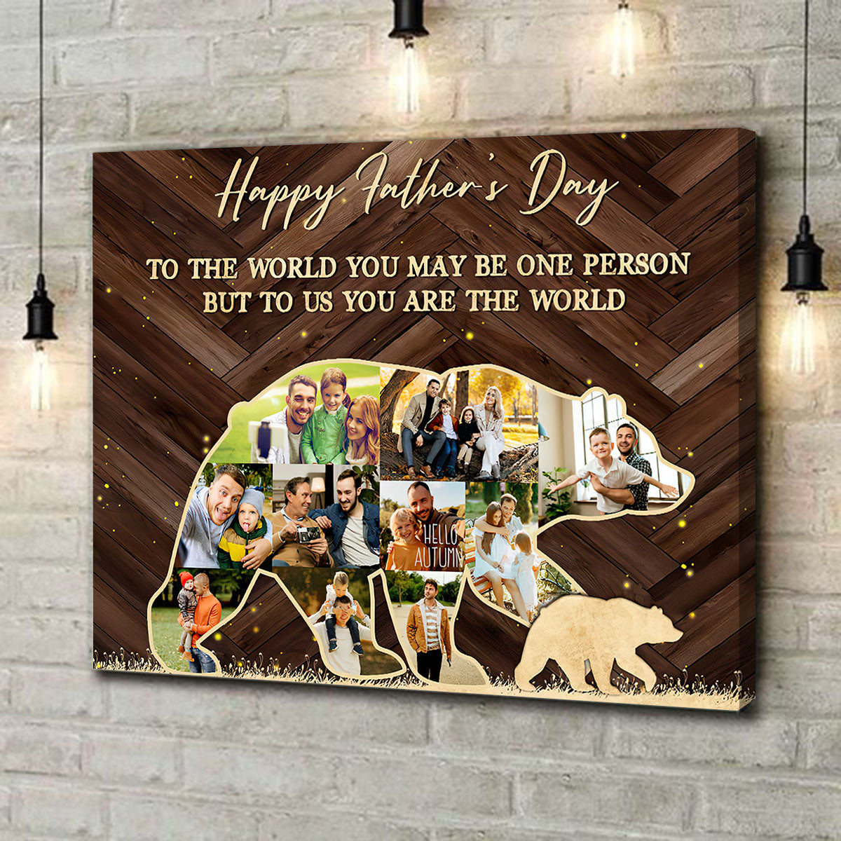 Personalized Bear Shape Photo Collage Canvas Poster | Father’s Day Gift For Dad,Gift for Husband
