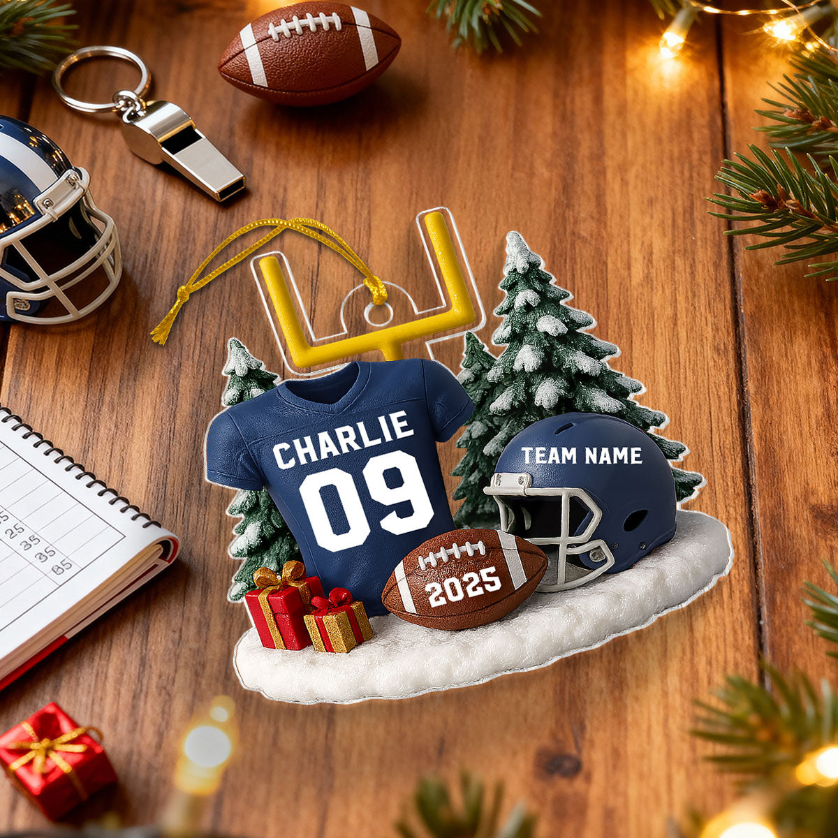 Proud American Football Player Uniform - Personalized Acrylic Ornament - Gift For Football Lovers, Football Team