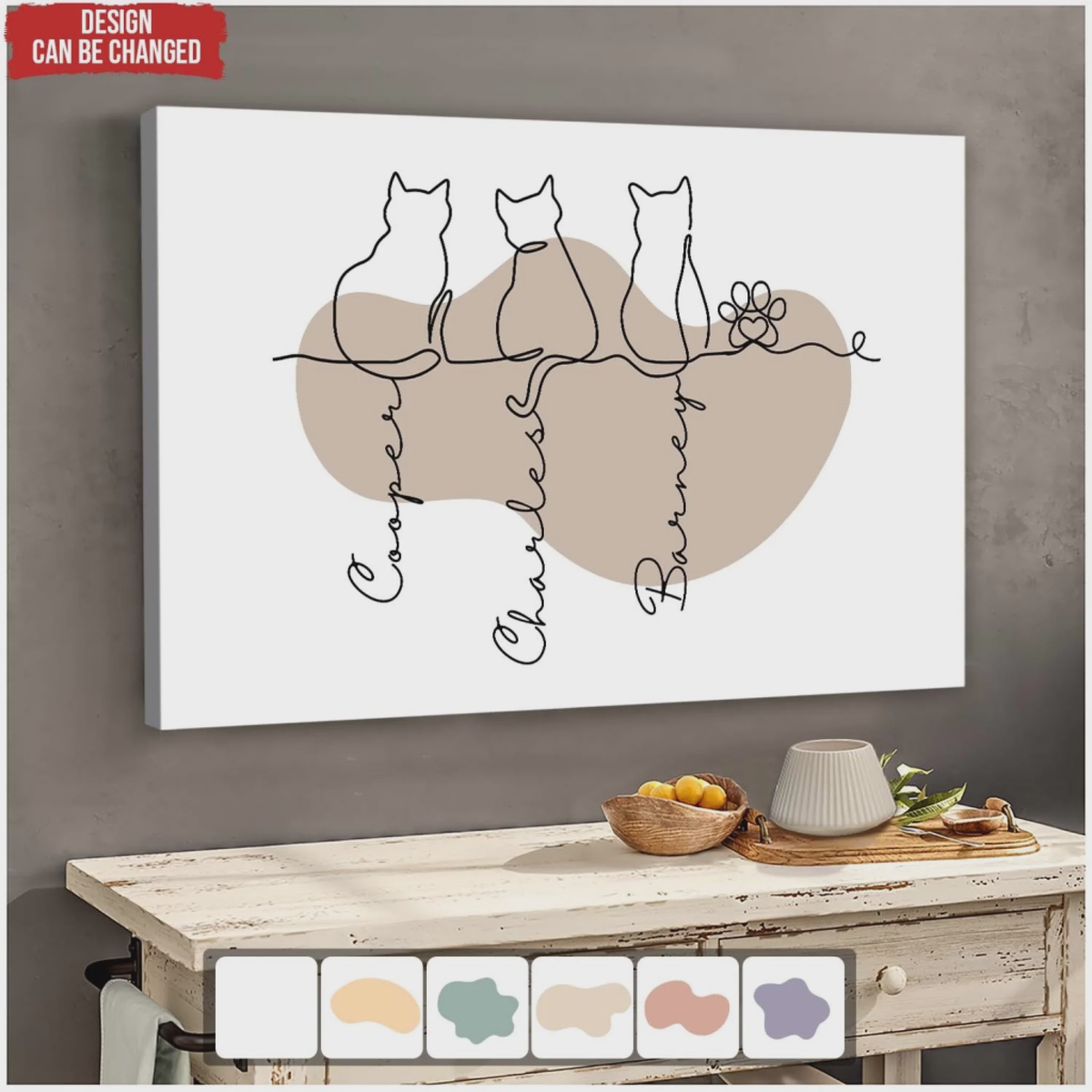 Adorable Cats Line Art - Personalized Poster, Unique Gift for Cat Lovers