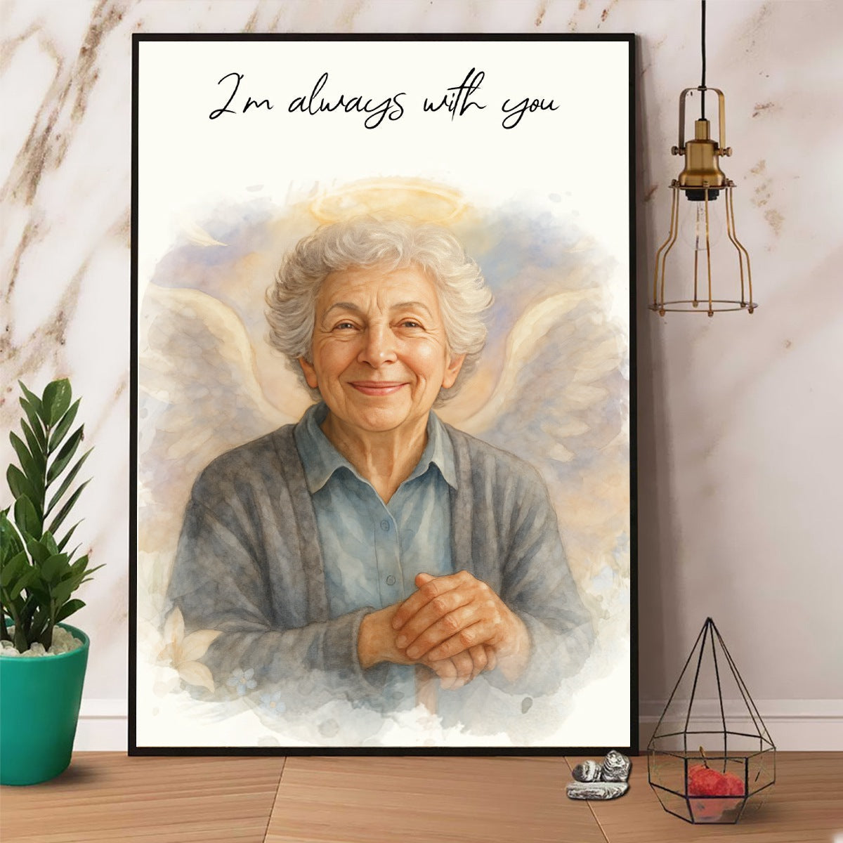 Custom Watercolor Portraits Personalized Canvas Poster,Loss Of Loved One Gift