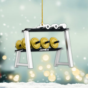 Personalized Gym Ornament, Christmas Fitness Lover Workout Gift for Him