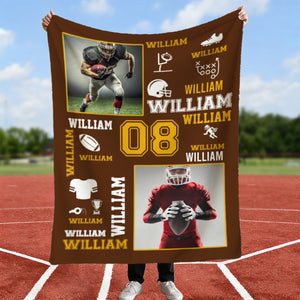Football Name Blanket Personalized With Photo Senior Football Player Gifts For Him
