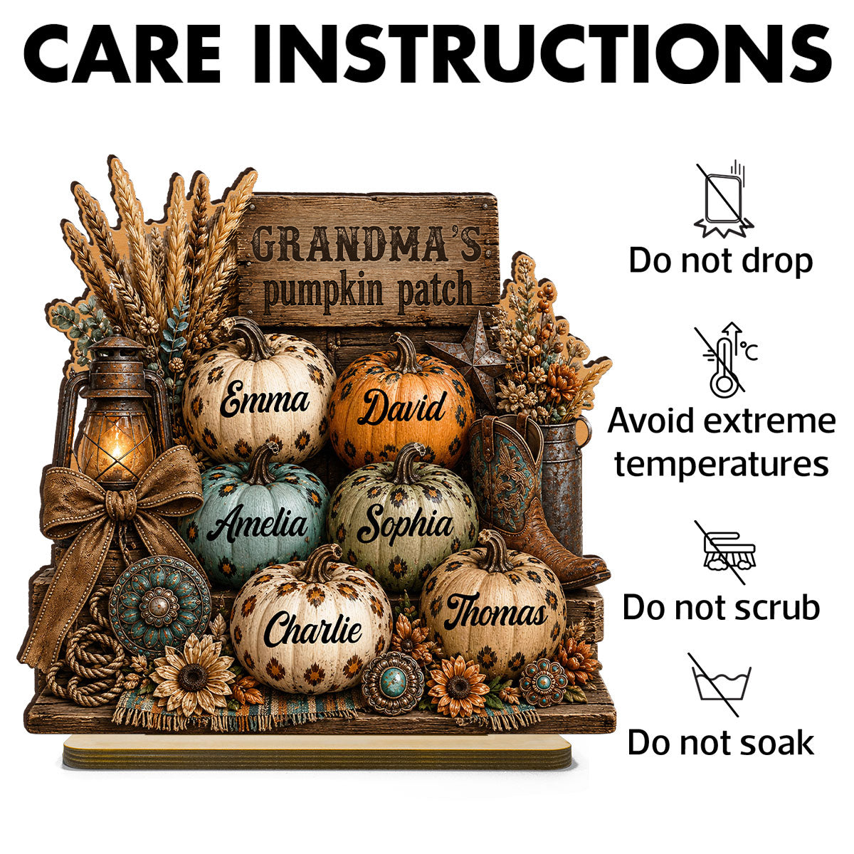 Personalized "Western Leopard Pumpkin Patch" Wooden Plaque – Fall Halloween Decor For Grandma