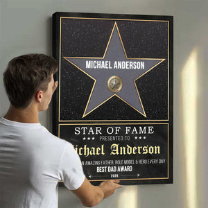 Personalized Dad Star Award Canvas Poster, Custom Father’s Day Gift,Best Dad Ever Keepsake