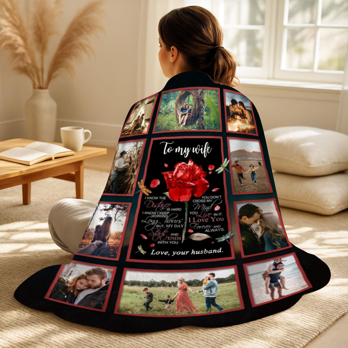 Personalized To My Wife Blanket Custom Photo Gifts for Wife/Couple