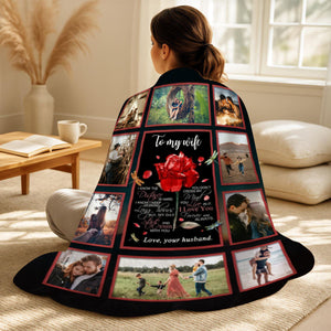Personalized To My Wife Blanket Custom Photo Gifts for Wife/Couple