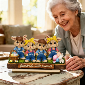 Grandma's Little Bunnies - Personalized Wooden Plaque - Easter Gift for Grandma