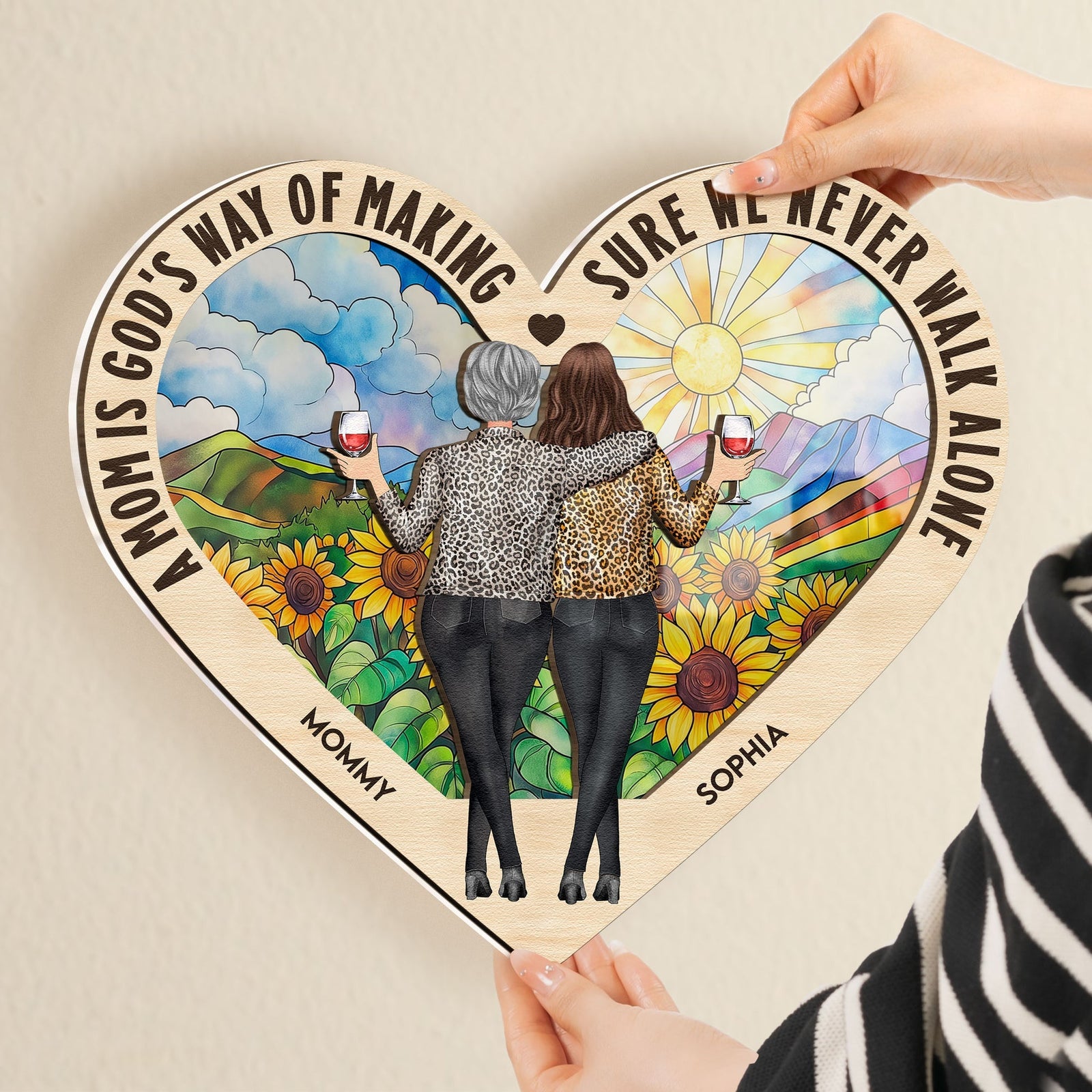Mother And Daughter Forever Linked Together - Personalized Wood And Acrylic Wood Sign