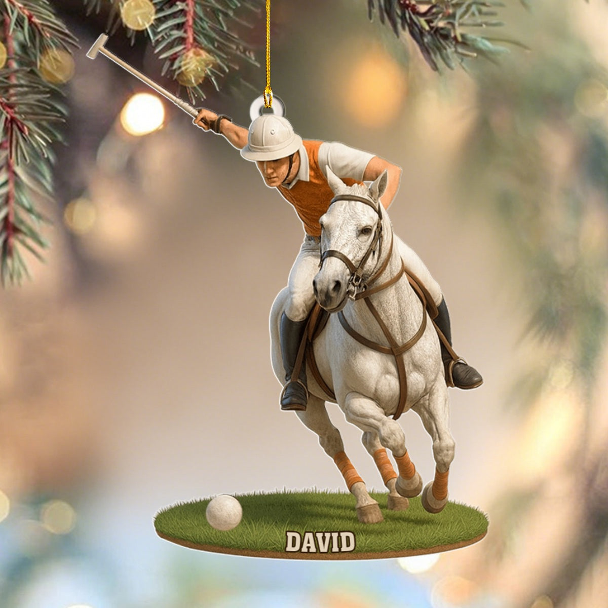 Polo Player On Horse Personalized Ornament,Christmas Gift