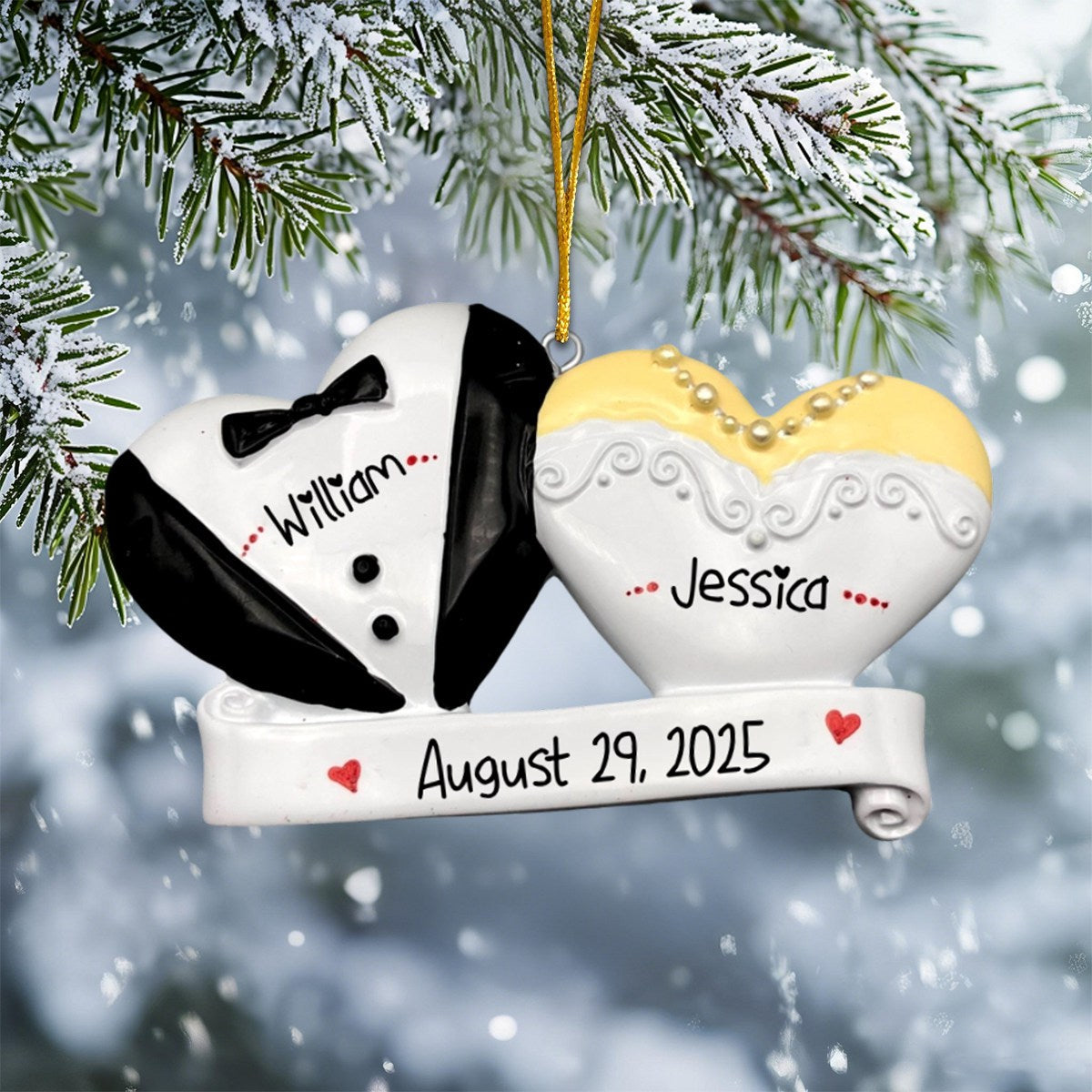Personalized Bride and Groom Wedding Christmas Ornament, Married Couple Gift