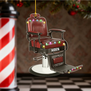 Personalized Barber Chair Ornament - A Unique Christmas Gift for Our Hero Barber