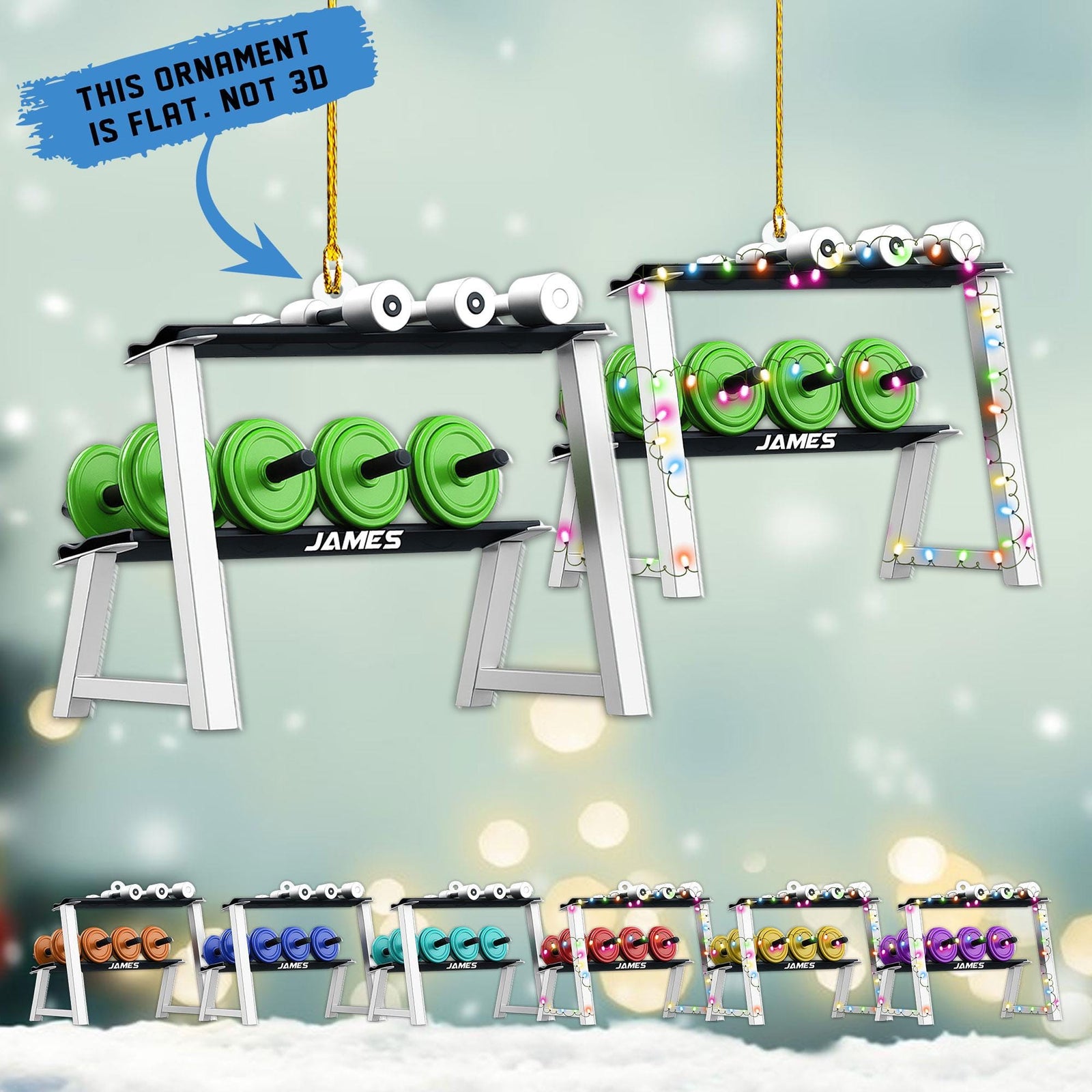 Personalized Gym Ornament, Christmas Fitness Lover Workout Gift for Him