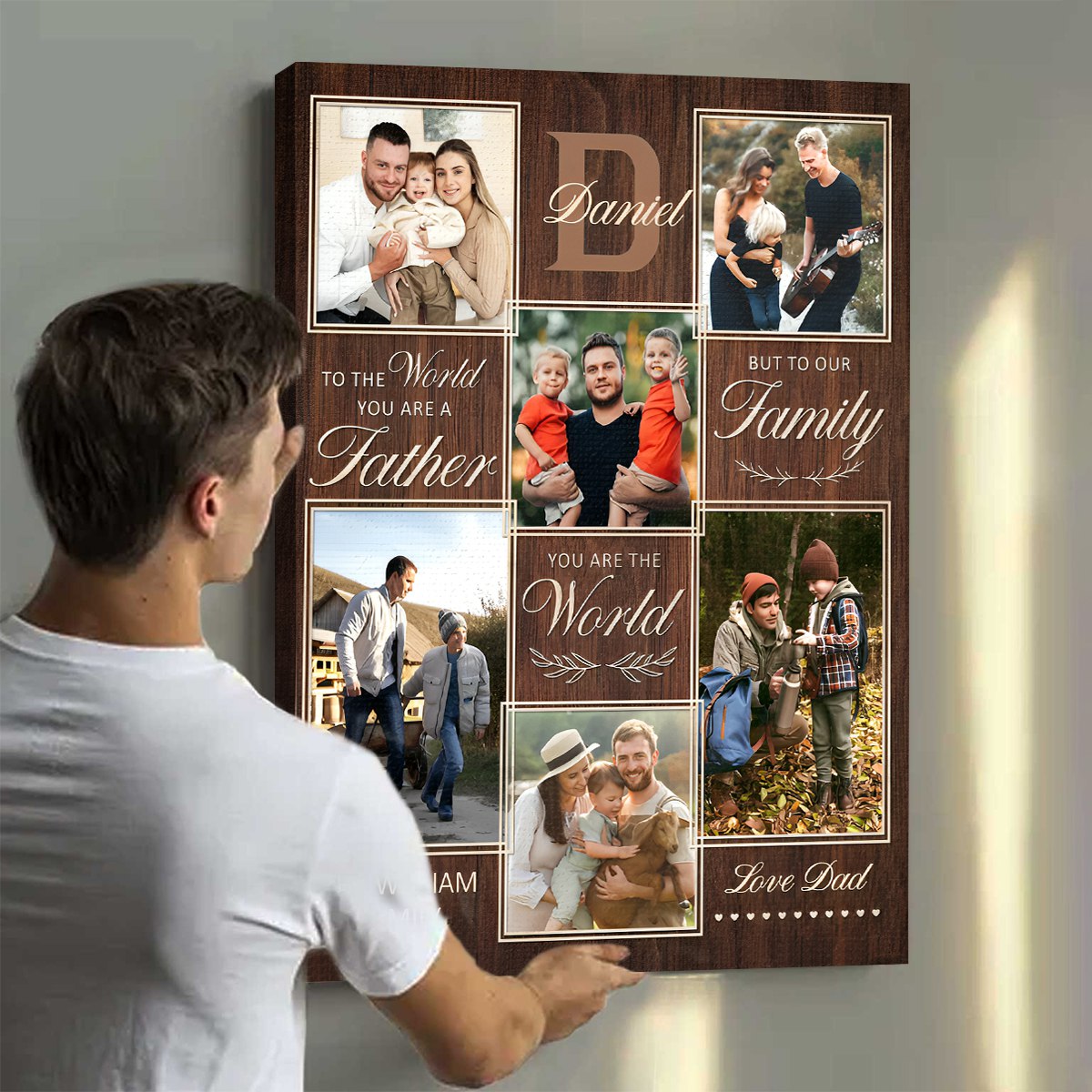Personalized Father Photo Collage Canvas, Custom Family Photo Gift, Meaningful Father’s Day Gift, Best Dad Ever Keepsake