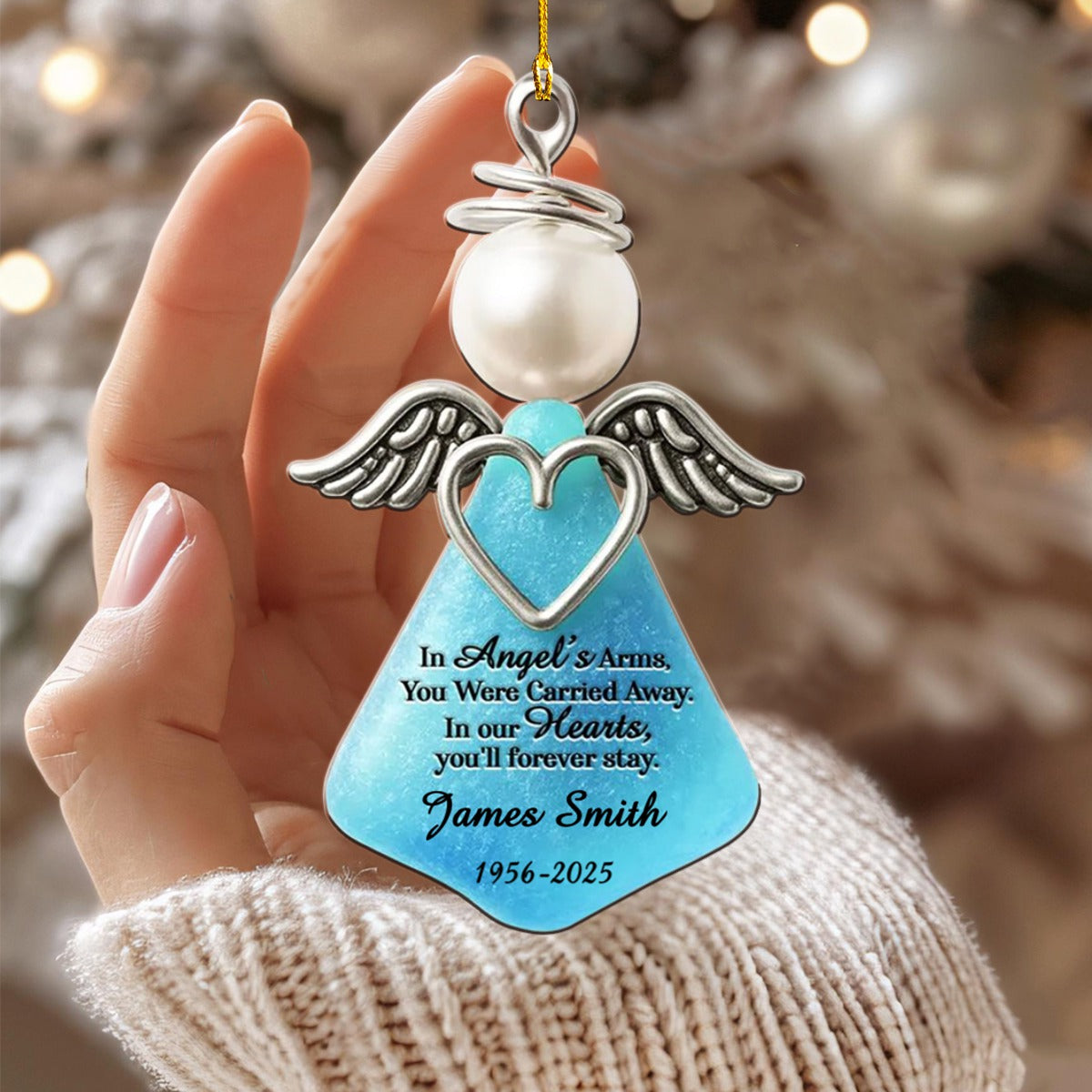 In Angel's Arms Memorial Personalized Acrylic Ornament