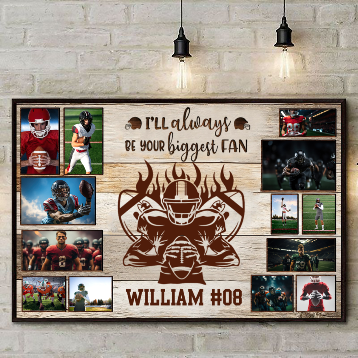 Personalized American Football Player Poster & Canvas Custom Photo, Name