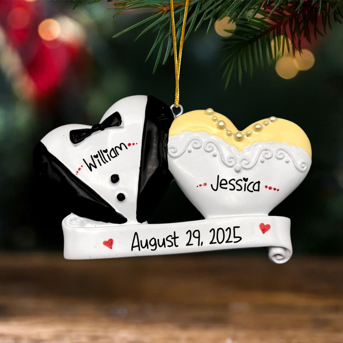 Personalized Bride and Groom Wedding Christmas Ornament, Married Couple Gift