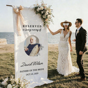 In Loving Memory Rustic Wedding Custom Photo Memorial Sign - Personalized Wedding Chair Sign Banner Reserved for Loved Ones