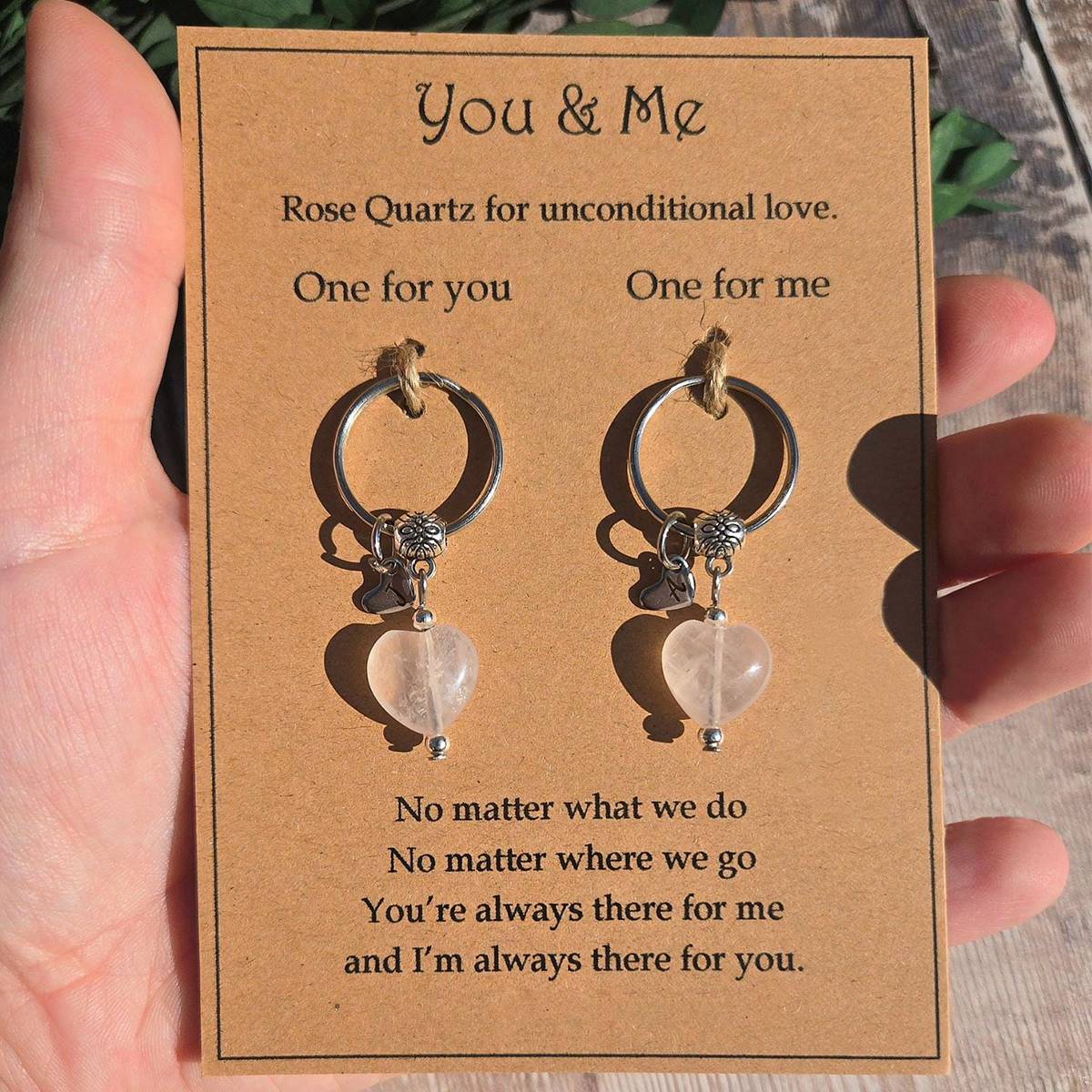 Rose Quartz For Unconditional Love Personalized Crystal Keyring Gift Set